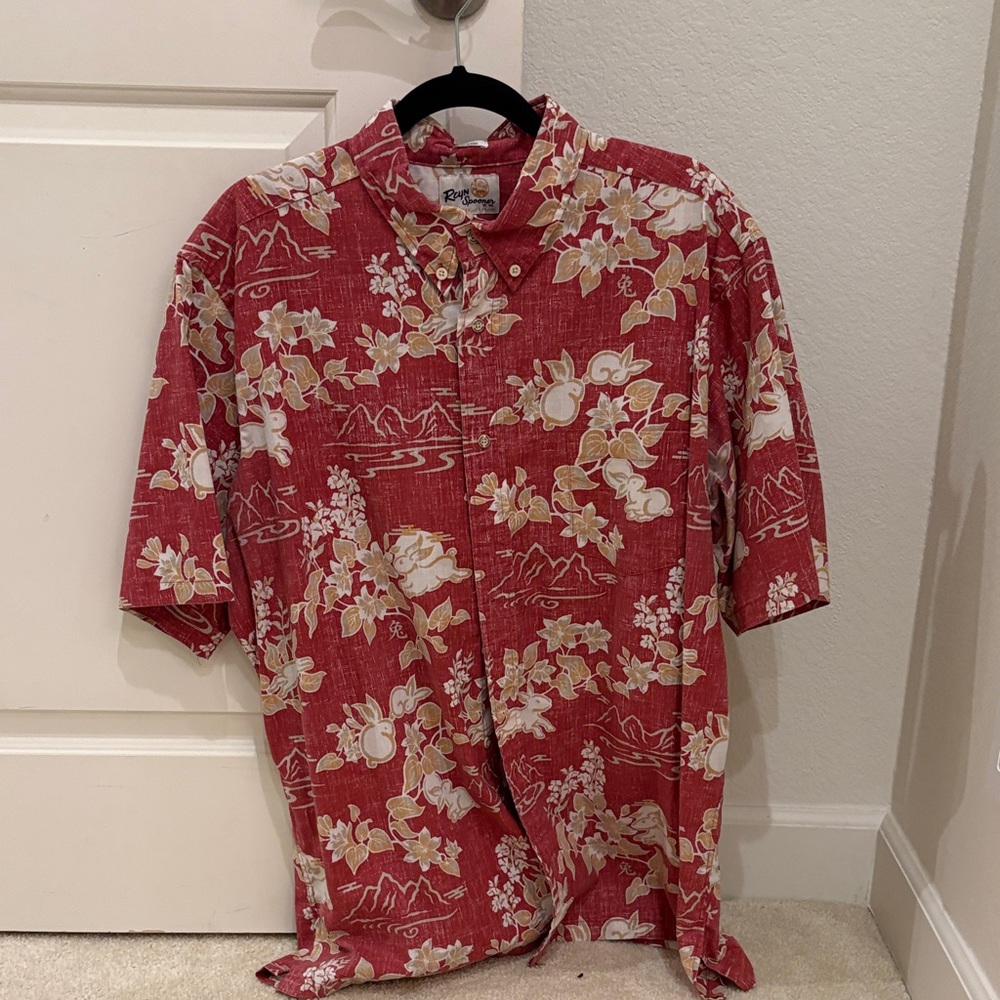 Reyn Spooner Red and Cream Floral Men's Shirt